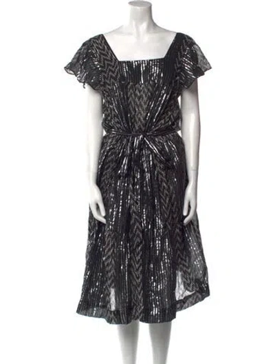 Pre-owned Horses Atelier Printed Midi Length Dress In Black