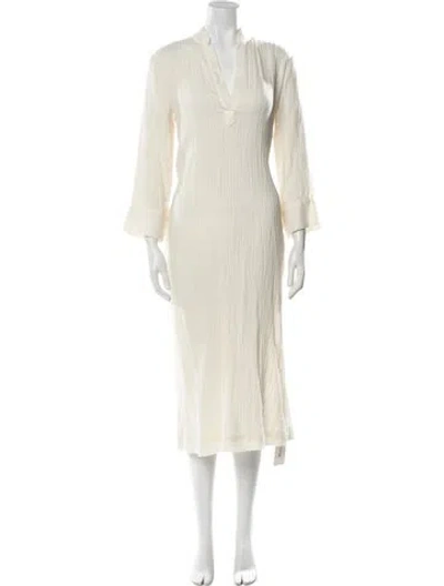 Pre-owned Horses Atelier V-neck Long Dress In Neutral