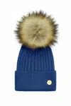 Hortons England Women's Arundel Cashmere Pom Pom Hat - Denim / Blue In Blue