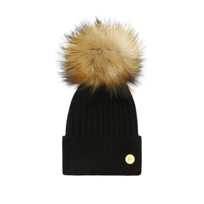 Hortons England Women's Arundel Cashmere Pom Pom Hat - Jet Black