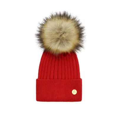 Hortons England Women's Arundel Cashmere Pom Pom Hat - Red