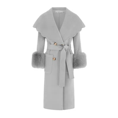 Hortons England Women's Beaumont Cashmere Scalloped Coat Grey