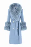 Hortons England Women's Belgravia Cashmere Coat Powder Blue In Blue