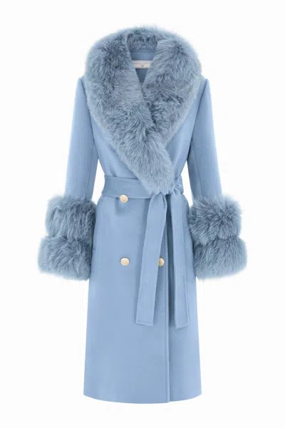 Hortons England Women's Belgravia Cashmere Coat Powder Blue