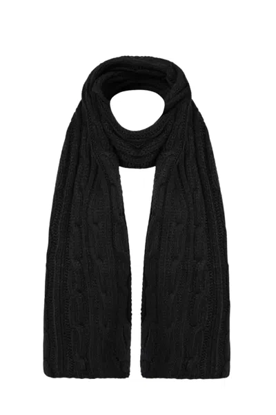 Hortons England Women's Black Aspen Cable Knit Cashmere Scarf