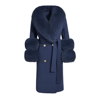 Hortons England Women's Blue Belgravia Cashmere Coat Navy