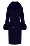 Hortons England Women's Blue Buckingham Cashmere Coat Navy In Blue