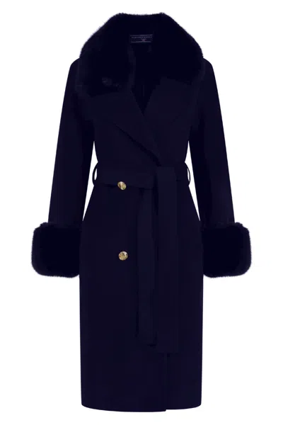 Hortons England Women's Blue Buckingham Cashmere Coat Navy