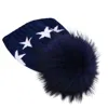 Hortons England Women's Blue Cashmere Star Pom Pom Hat Navy In Blue