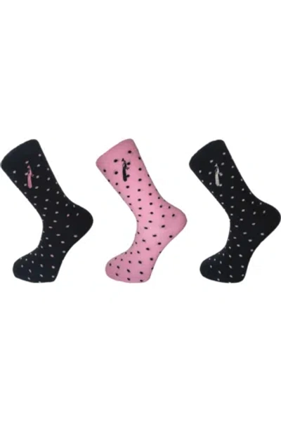 Hortons England Women's Blue Heritage Spotty Socks Set Of Three In Multi