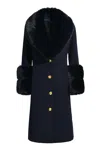 Hortons England Women's Blue Huntley Cashmere Coat Navy In Blue
