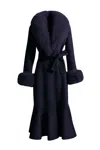 Hortons England Women's Blue Westminster Cashmere Peplum Coat Navy In Blue