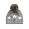 Hortons England Women's Brown Cashmere Star Pom Pom Hat Fawn In Brown