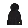 Hortons England Women's Cashmere Black Pom Pom Hat In Black