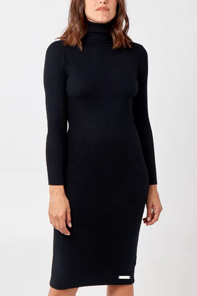 Hortons England Women's Fairford Ribbed Knit Black Dress