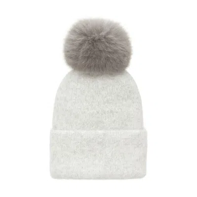 Hortons England Women's Fluffy Mohair Pom Pom Hat Grey In Gray