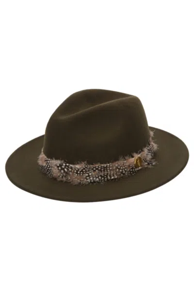 Hortons England Women's Green Cowdray Feather Fedora Olive