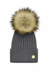 Hortons England Women's Grey Arundel Cashmere Pom Pom Hat Charcoal In Grey