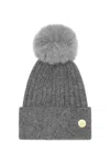 Hortons England Women's Grey Meribel Cashmere Pom Pom Hat Charcoal/charcoal In Grey