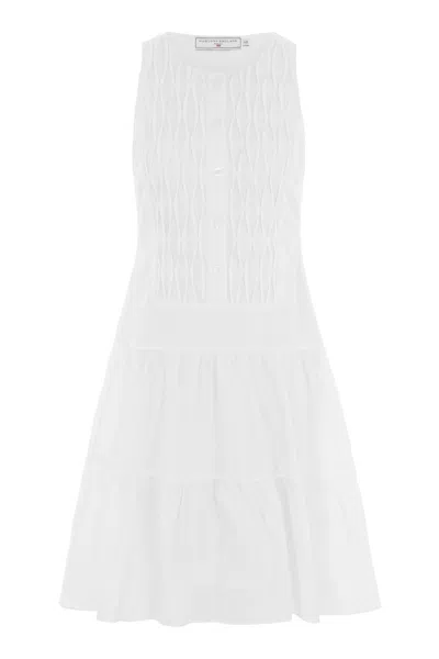 Hortons England Women's Hatfield Diamond Ruched Midi Dress White