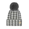 Hortons England Women's Houndstooth Cashmere Pom Pom Hat Grey In Grey
