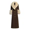 Hortons England Women's Huntington Cashmere Coat Chocolate Brown & Beige Fur In Brown