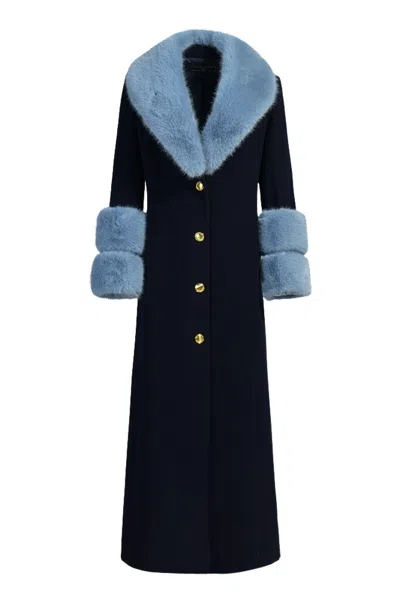 Hortons England Women's Huntington Cashmere Coat Navy & Blue