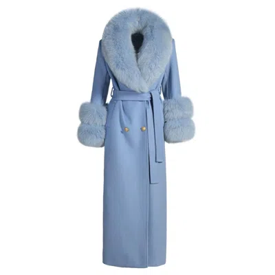 Hortons England Women's Mayfair Cashmere Long Coat Powder Blue