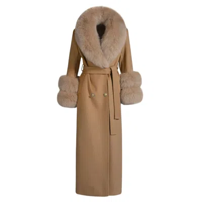 Hortons England Women's Neutrals / Brown / Gold Mayfair Cashmere Long Coat Tan