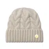 Hortons England Women's Neutrals Celtic Knit Wool Beanie Cream In White