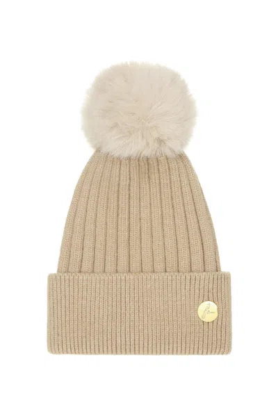 Hortons England Women's Neutrals Meribel Cashmere Pom Pom Hat Tan In Brown