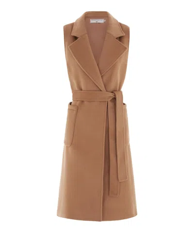 Hortons England Women's Neutrals The Knightsbridge Sleeveless Double Breasted Coat - Tan In Brown