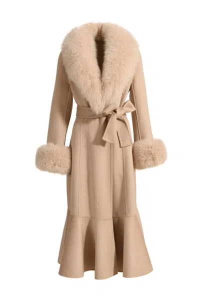 Hortons England Women's Neutrals Westminster Cashmere Peplum Coat Beige