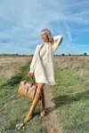 Hortons England Women's Neutrals Woodstock Cable Knit Jumper Dress - Cream In White