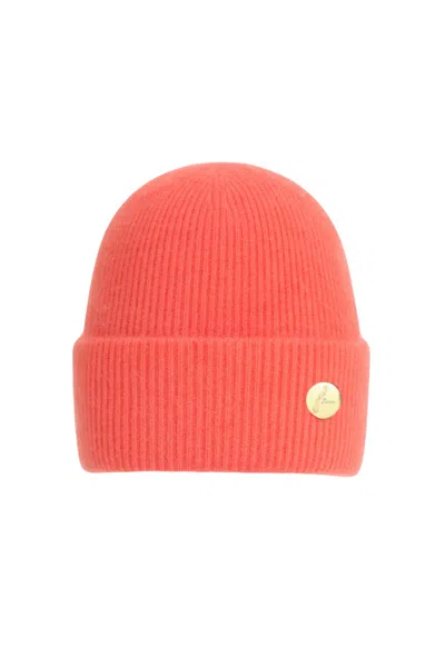 Hortons England Women's Orange Mohair Coral Beanie In Red