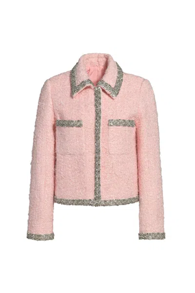 Hortons England Women's Pink / Purple Boucle Embellished Jacket Pink
