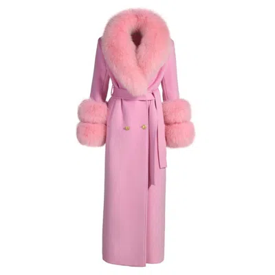 Hortons England Women's Pink / Purple Mayfair Cashmere Long Coat Pale Pink In Pink/purple