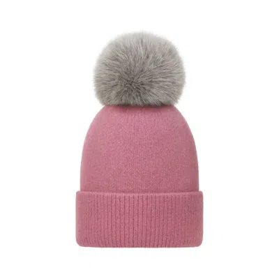 Hortons England Women's Purple Fluffy Mohair Pom Pkm Hat Mauve