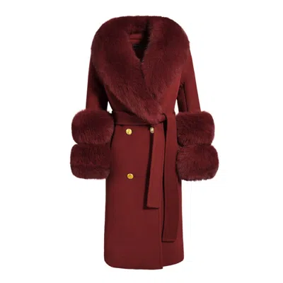 Hortons England Women's Red Belgravia Cashmere Coat Burgundy