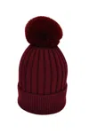 Hortons England Women's Red Meribel Cashmere Pom Pom Hat Burgundy In Burgundy