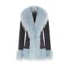 Hortons England Women's Soho Suede Jacket Navy Baby Blue In Blue