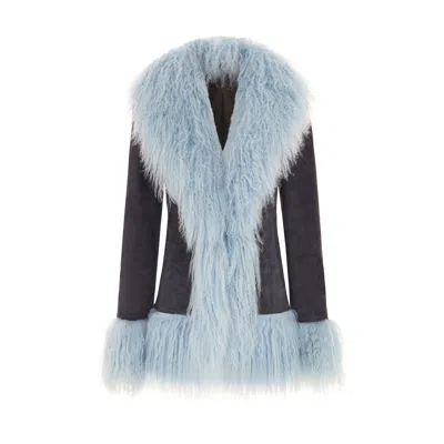 Hortons England Women's Soho Suede Jacket Navy Baby Blue