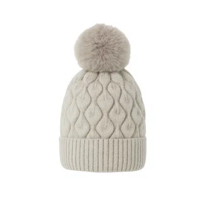 Hortons England Women's Textured Cashmere Pom Pom Hat Grey In Gray