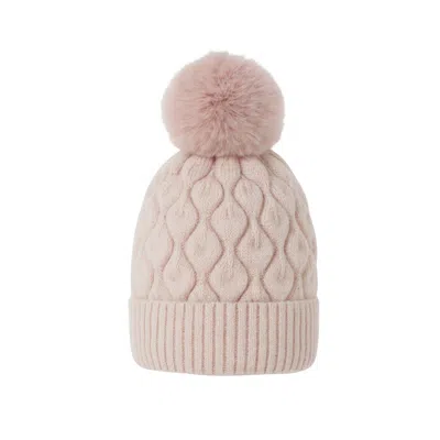 Hortons England Women's Textured Cashmere Pom Pom Hat Pink