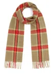 Hortons England Women's The Hexham Lambswool Scarf - Red Check In Red