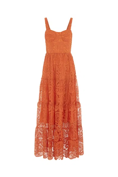 Hortons England Women's The Monaco Lace Maxi Dress - Sunset Orange