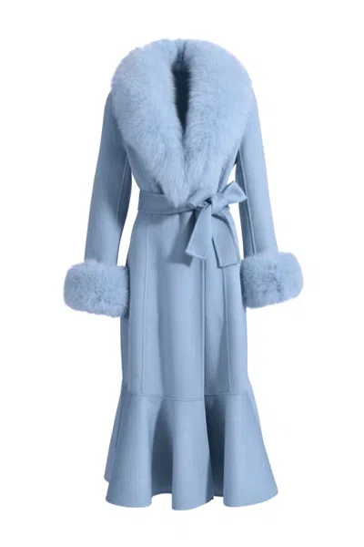 Hortons England Women's Westminster Cashmere Peplum Coat Powder Blue