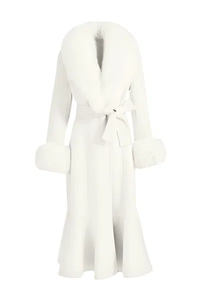 Hortons England Women's Westminster Cashmere Peplum Coat White