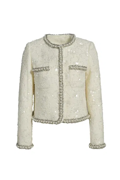 Hortons England Women's White Pearl Embellished Jacket