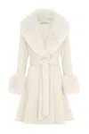 Hortons England Women's Wolf & Badger Exclusive Mini Westminster Coat White Tweed In White